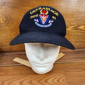 USS Ramage DDG 61 War Excellence Navy Blue Embroidered Adjustable Hat
